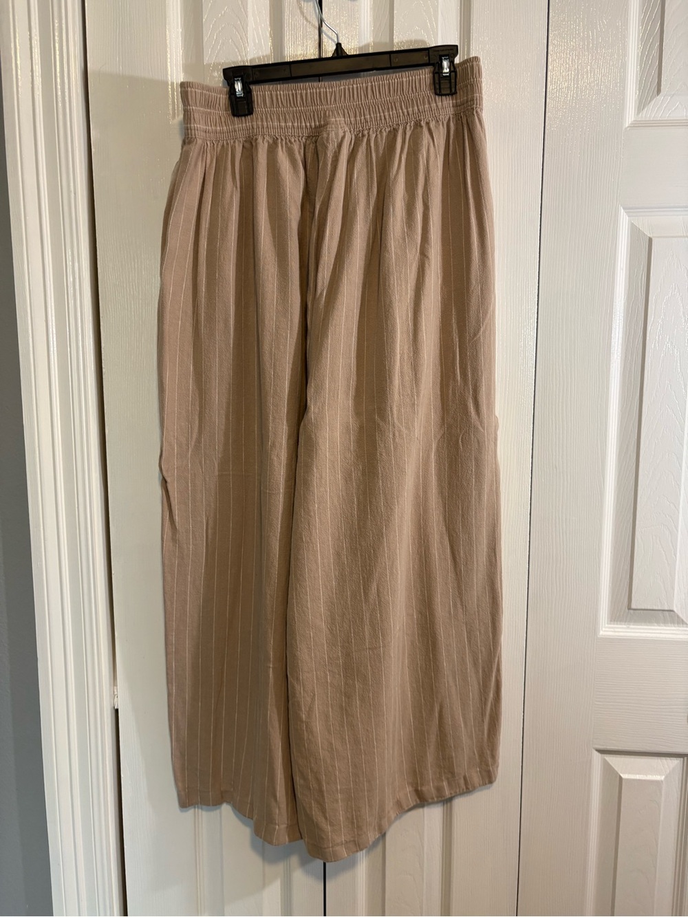 Ava & Viv Tan Pinstripe Elastic-Waist Pull on Pants